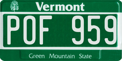 VT license plate POF959