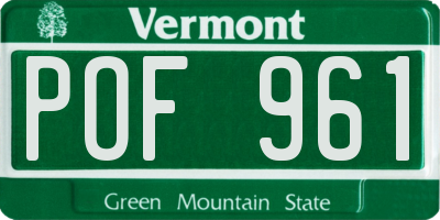 VT license plate POF961