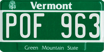 VT license plate POF963