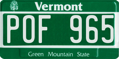 VT license plate POF965