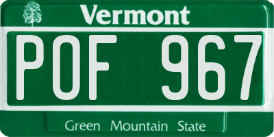 VT license plate POF967