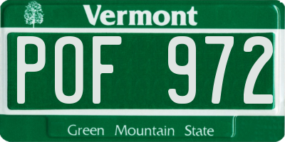VT license plate POF972