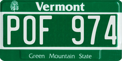 VT license plate POF974