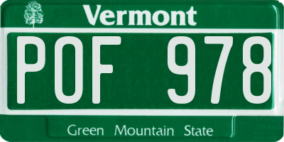VT license plate POF978