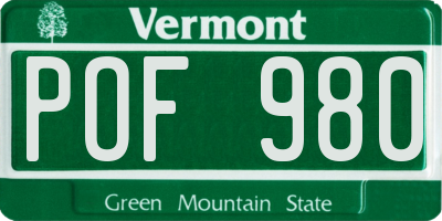 VT license plate POF980