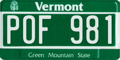 VT license plate POF981