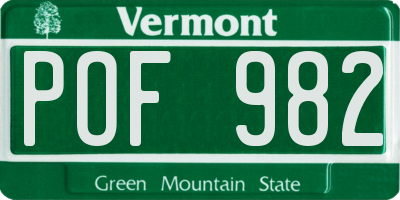 VT license plate POF982