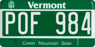 VT license plate POF984