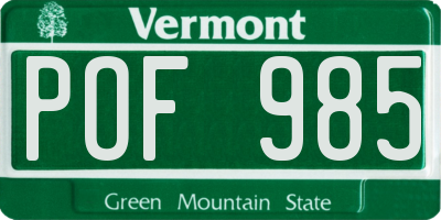 VT license plate POF985
