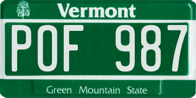 VT license plate POF987