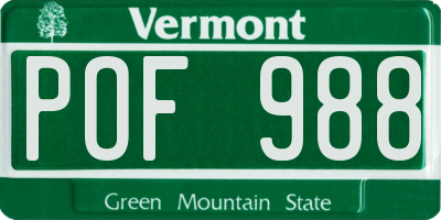 VT license plate POF988