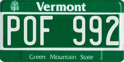 VT license plate POF992