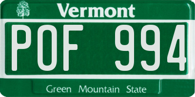 VT license plate POF994