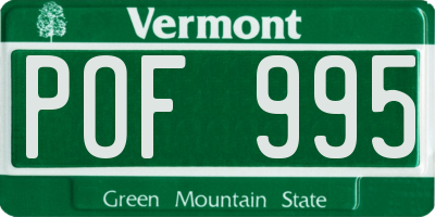 VT license plate POF995