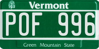 VT license plate POF996