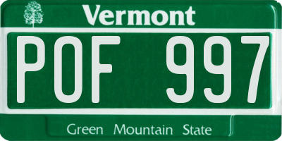 VT license plate POF997