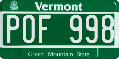 VT license plate POF998