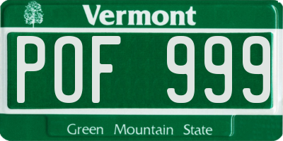 VT license plate POF999