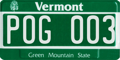 VT license plate POG003