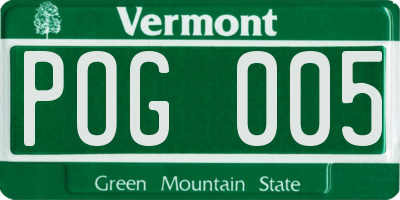 VT license plate POG005