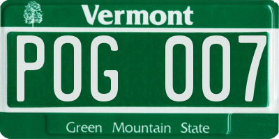 VT license plate POG007