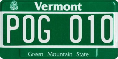 VT license plate POG010