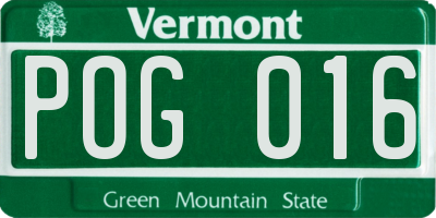 VT license plate POG016