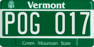 VT license plate POG017
