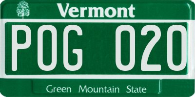 VT license plate POG020