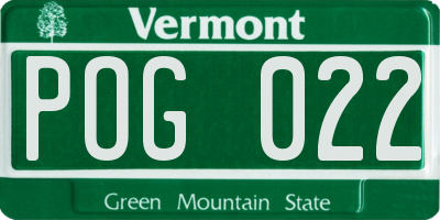 VT license plate POG022