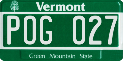 VT license plate POG027