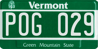 VT license plate POG029