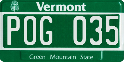 VT license plate POG035