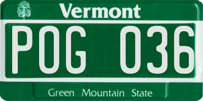 VT license plate POG036