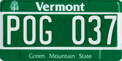 VT license plate POG037