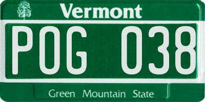 VT license plate POG038