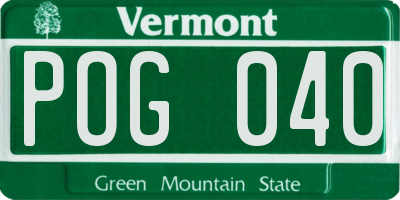 VT license plate POG040