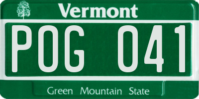 VT license plate POG041