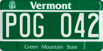 VT license plate POG042