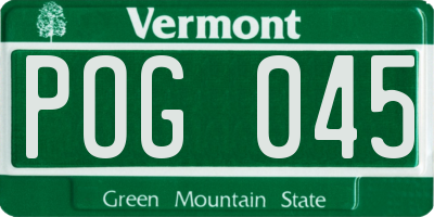 VT license plate POG045