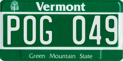 VT license plate POG049