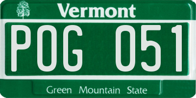 VT license plate POG051