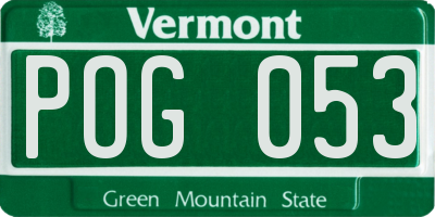 VT license plate POG053