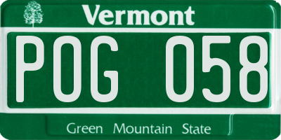 VT license plate POG058