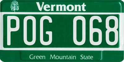 VT license plate POG068