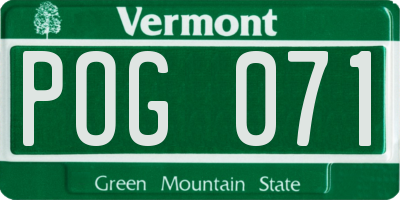 VT license plate POG071