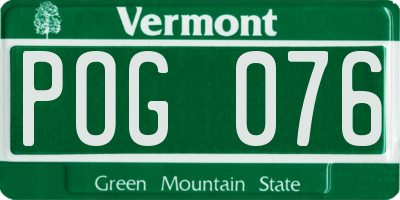 VT license plate POG076