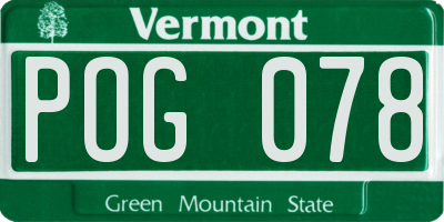 VT license plate POG078