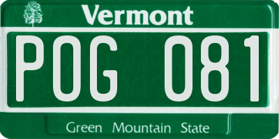 VT license plate POG081