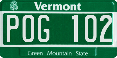 VT license plate POG102